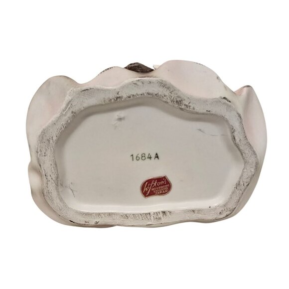 Vintage Lefton Lady Figurine Planter With Basket Pink/White Ceramic - Picture 5 of 7